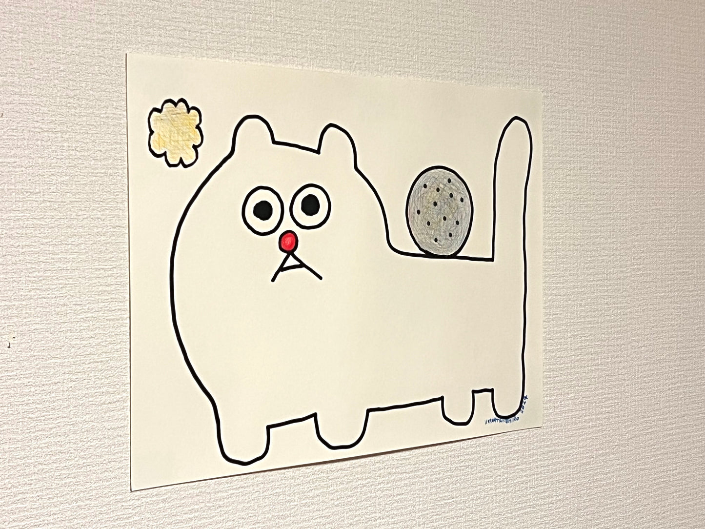 背中に石をのせてる猫の小林さんのドローイング（2024）