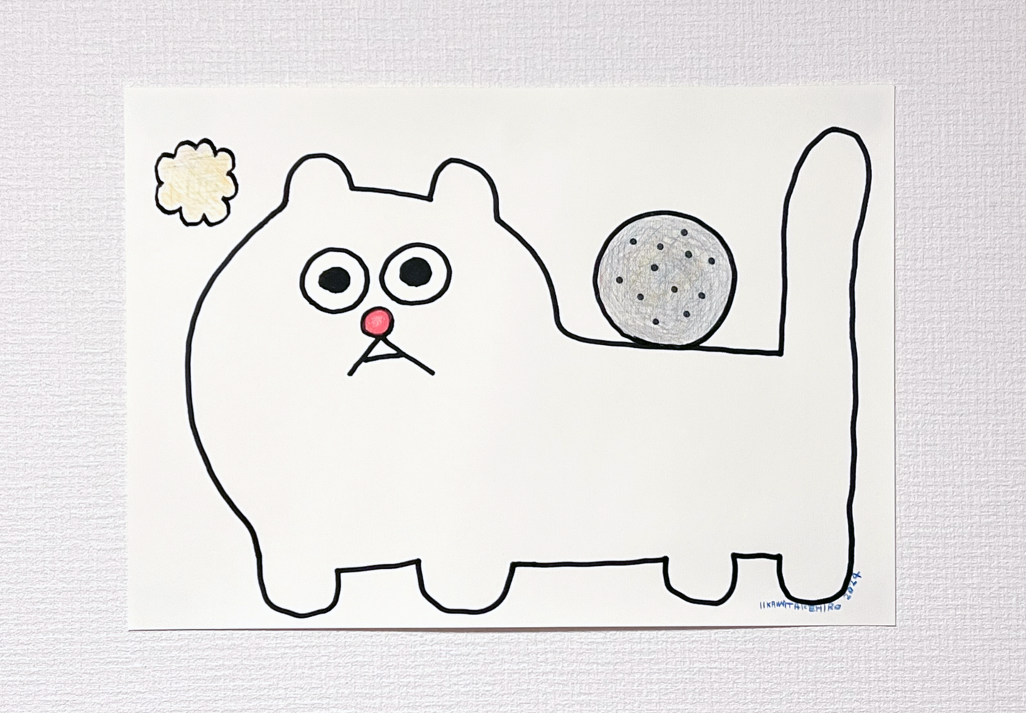 背中に石をのせてる猫の小林さんのドローイング（2024）