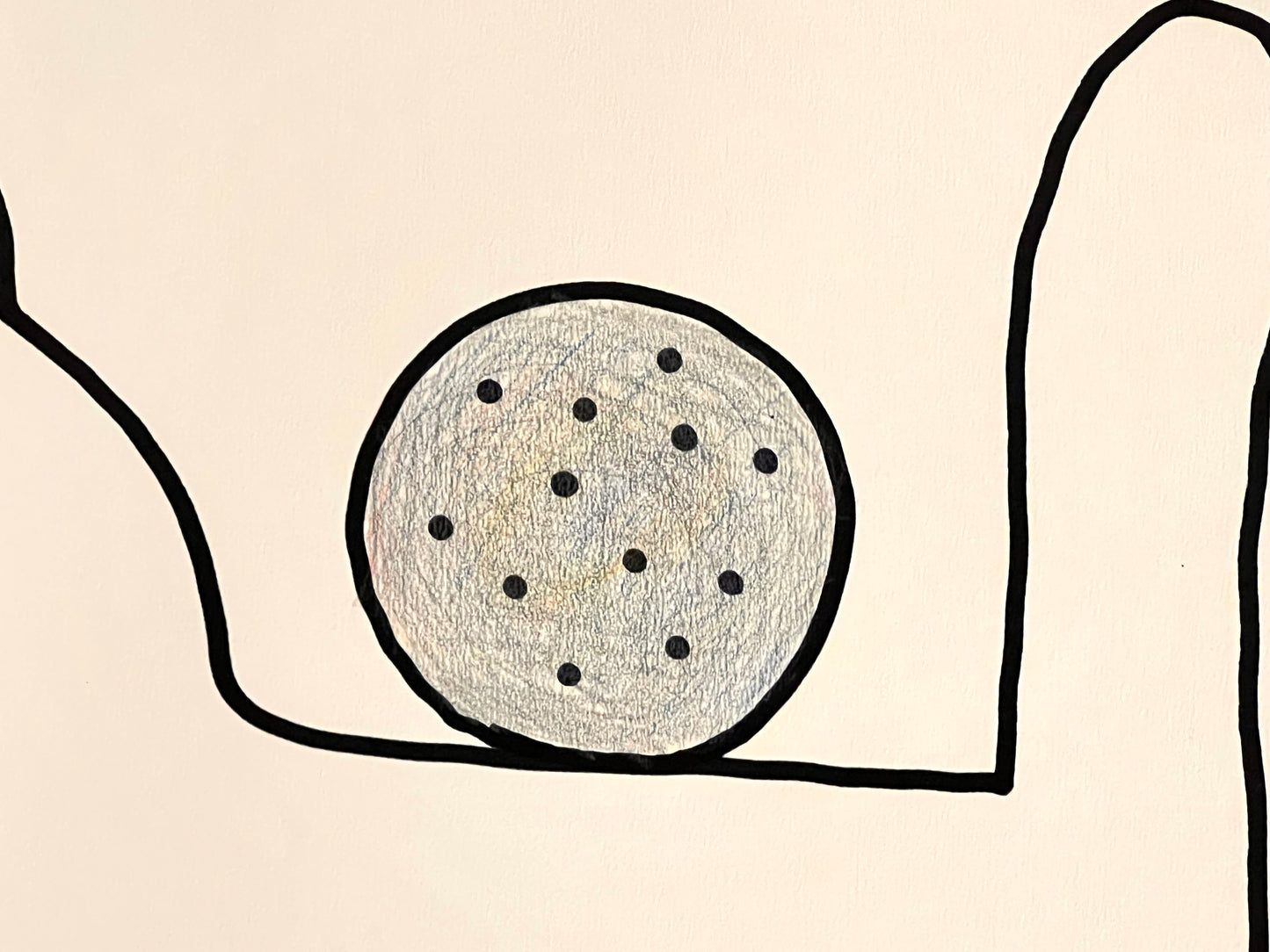 背中に石をのせてる猫の小林さんのドローイング（2024）