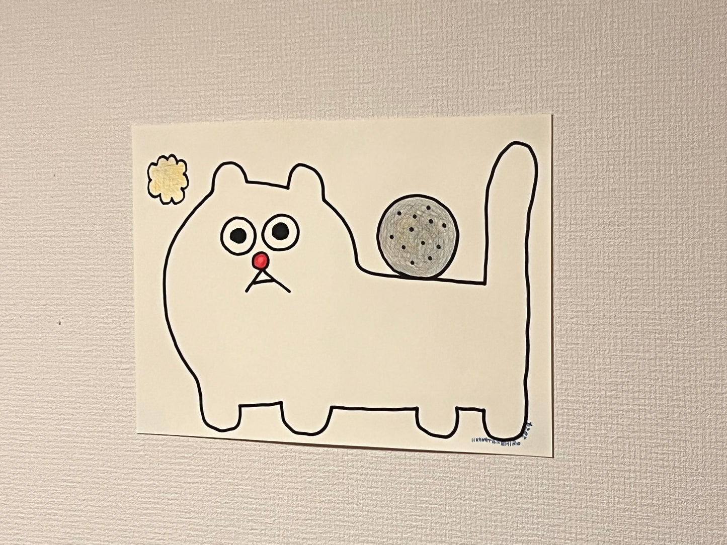 背中に石をのせてる猫の小林さんのドローイング（2024）